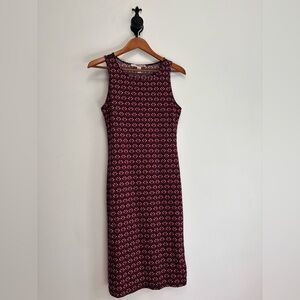 Forever 21 Pink and Black Patterned Midi Dress